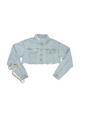 Mars The Label The Esha Cropped Denim Jacket in Light Wash Blue